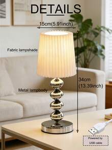1pc USB Powered Silver Minimalist Desk Lamp, Modern Retro Style Decorative Lamp, Suitable For Bedroom Bedside, Room Desk - 銀色 - 查看 11