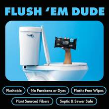 DUDE Wipes On-The-Go Unscented Travel Wipes - 30 Count (Individually Wrapped) - Extra-Large Adult Flushable Wipes For Sensitive Skin - Infused With Vitamin E And Aloe - Septic And Sewer - 無香型 - 查看 9