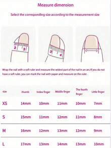 10pcs Handmade Faux Nails, Featuring Pink Almond Shape & Brown Carbide Accents, Paired With Yellow French Embossed Pattern, Cute Minimalist Chic High-End - Multicolor - View 4