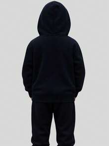 Children's Printed Sweatshirt Set, Blouse And Flannel Trousers - Black - View 3