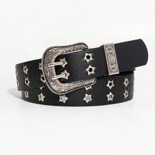 1 chiếc thắt lưng nữ màu đen kiểu Y2K Punk hai khóa, phụ kiện đa năng cho quần jeans và mặc hàng ngày. - màu đen - Xem 8