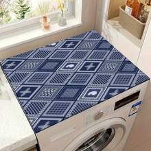 1pc Silica Gel Cushion Mat With Cozy Family Scene Printed, Suitable For Washing Machine, Dryer, Coffee Maker, Kitchen Counter, Multi-Purpose Household Mat - Indigo Batik Pattern - View 12