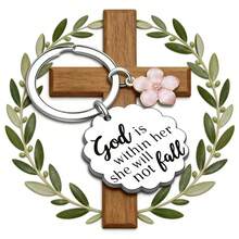 1个不锈钢钥匙扣，印有励志圣经经文，基督教礼物，适合送给朋友、女孩，表达对灵性、宗教信仰和鼓励的人士。 - 鋼色 - 查看 5