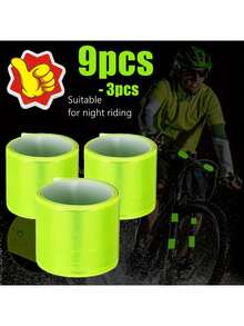 9pcs/3pcs Bicycle Handle Reflective Strap, Suitable For Night Riding, Jogging, Walking Pets, Compatible With Mountain/Road/City Bikes - Multicolor - View 2