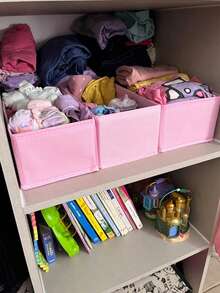 Underwear Storage Box, Pink Fabric Storage, Drawer Storage Box, Vanity Drawer Storage Box, Bedroom Clothing Storage Box, Suitable For Dresses, Pants, Shoes, Jeans, Boots, Skirts, Bedroom, Home Storage, Room Decor - Pink - View 12