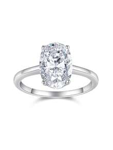 Nhẫn Moissanite bạc 925, không gây dị ứng, nhẫn đính hôn/cưới, thiết kế tối giản tinh tế, phù hợp đeo hàng ngày, quà tặng cưới/kỷ niệm/sinh nhật, kèm hộp quà và giấy chứng nhận. - Bạc - Xem 8