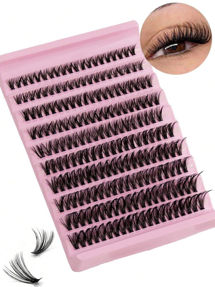 40D/40D*2 200pcs Lashes, 8mm-16mm D-Curl Voluminous, Individual Eyelash Extension Kit, Suitable For Natural & Dramatic False Lashes, DIY Makeup Tools - D - View 1