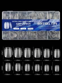 600pcs Almond-Shaped Short Matte Transparent Acrylic False Nail Tips, Semi-Finished Artificial Nails, Suitable For DIY Manicure, Press-On Nails And Other Nail Art Supplies - Multicolor - View 16