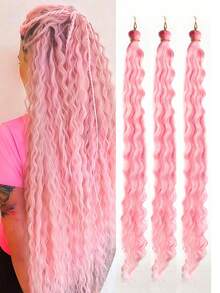 3 lọn tóc giả móc kiểu sóng biển, dài 18-32 inch, tóc bện sóng sâu màu đỏ tươi, hồng, trắng, đen, tóc nối móc xoăn tổng hợp. - Nhiều màu - Xem 8