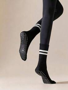 3双装女士瑜伽防滑袜，适合所有季节，可用于瑜伽、芭蕾、舞蹈练习 - 彩色 - 查看 2