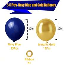 30 piezas de globos azul marino y dorados de 10 pulgadas para decoración de aniversario, boda, Año Nuevo, fiesta de cumpleaños, graduación - Ver 2