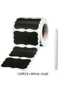 120pcs Reusable Waterproof Labels - Black Self-Adhesive Stickers, Suitable For Kitchen Containers, Spice Jars And Food Storage Boxes - Wave Pattern Design, Includes 1 White Chalk, Applicable For Mason Jars, Party Decorations, Crafts, Weddings, Storage, Glass Bottles, Home Kitchen Supplies (Essential For Kitchen Organization) - Multicolor - View 10