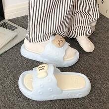 New Summer Cute Fish Indoor Home Open Toe Slippers, Soft Bottom Comfortable Thick Sole Wear-Resistant Strap Sandals - Blue and White - View 3