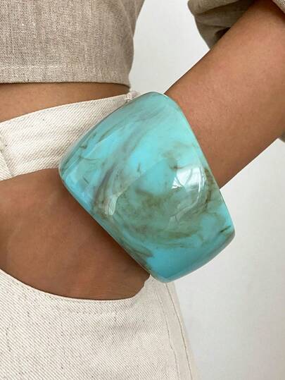 1件波西米亚几何不对称弧形树脂手链，奢华休闲派对情侣婚礼节日百搭珠宝礼品（手链材质和颜色以实物为准）