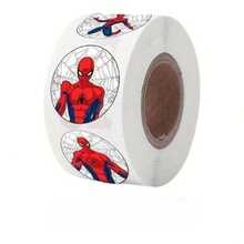 Marvel 500 piezas Pegatinas redondas de superhéroes de dibujos animados, pegatinas de vinilo resistentes al agua y autoadhesivas con patrones de personajes clásicos, fáciles de pelar y pegar, sin residuos, adecuadas para invitaciones de fiesta, sellos de sobres, embalaje de regalos - Multicolor - Ver 4