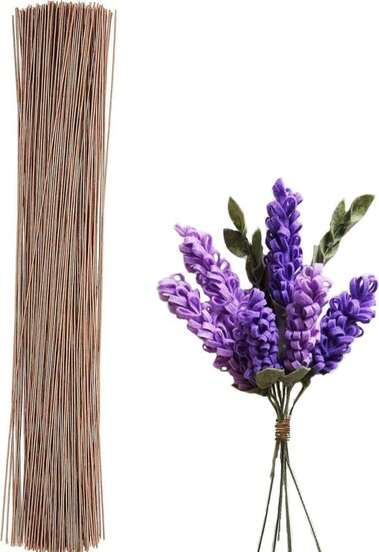 BEADNOVA Fake Flower Stems 50pcs 22 Gauge Floral Wire Stems Flower Wire For Crafts Arrangement Florist DIY Bouquet (Brown, 50 Pcs)