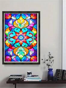 一套万花筒花卉钻石画套装 - 全钻圆形画布艺术品,DIY工艺品,适合家居装饰和节日礼物 - 圓鑽 - 查看 4