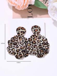 6 buc cercei cu pandantiv circular, vintage, eleganți, cu imprimeu leopard, frunze, picătură de apă, stil boem, potriviți pentru ținutele zilnice, de petrecere și evenimente ale femeilor - Multicolor - Vizualizare 5