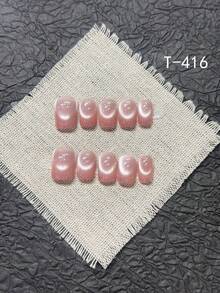 【玫瑰芬芳】奢华法式猫眼手工美甲贴纸，高端美白粉色美甲贴花 - 粉色 - 查看 9