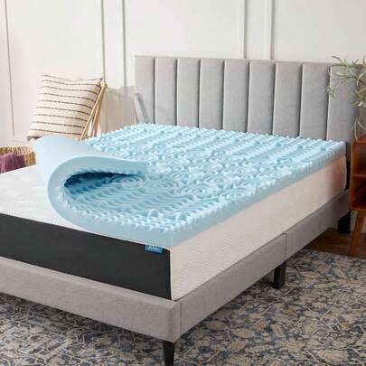 Lucid - Colchoneta de Memory Foam con Gel - Sobrecolchón de 5 Zonas de 5 cm - Topper para Colchón - Sensación Suave y Acolchada - Alivia Puntos de Presión - King