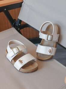 Sandal đế mềm hở mũi bằng da PU cho bé gái, kiểu dáng casual, bán chạy năm 2026, size 3-6 tuổi, thích hợp cho mùa xuân/hè. - Màu be - Xem 2