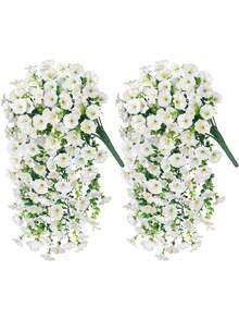 1/2/4 Stücke künstliche Eukalyptus Seidenblumen Ranke, UV-beständiges Grünzeug zum Aufhängen, geeignet für Jahrestag, Abschluss, Hochzeit, Party, Zuhause, Büro, Veranda, Garten, Wanddekoration im Frühling & Sommer - Weißer Eukalyptus, Prunkwinde - Übersicht 2