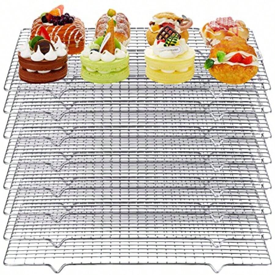 meekoo 8 estantes de refrigeración para hornear galletas de 16 x 10 pulgadas rejilla antiadherente para hornear y enfriar para cocinar asar asar asar asar secar horno y lavaplatos - como en la foto - Ver 1