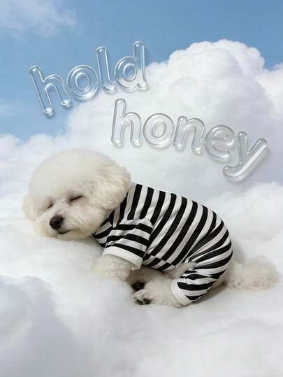 Black & White Striped Dog Clothes, Lightweight Breathable Pet Pajamas For Small Dogs Like Poodle And Teddy, Classic Black And White Striped Dog Belly Wrap, Small Dog Anti-Shedding Sleeping Clothes