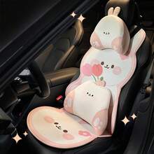 Cute Pink Rabbit Car Seat Cover, Breathable Mesh Cushion, Cartoon All Season Universal Car Seat Pad - Honeycomb - View 4