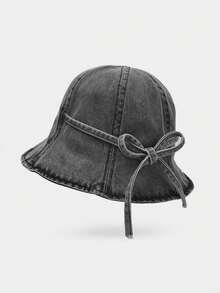 1pc Women's Washed Denim Bucket Hat, Daily Sun Protection Foldable Sun Hat - Women's Bucket Hat - View 5