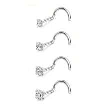 8 piezas de anillos/pendientes para la nariz de acero inoxidable 316L, pasadores en espiral hipoalergénicos con topes de circonita cúbica, adecuados para mujeres y hombres, tamaños: 1,5 mm, 2 mm, 2,5 mm, 3 mm - Plateado - Ver 9