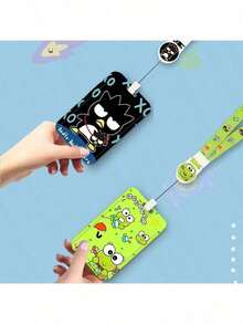 SANRIO 两件套【卡套+挂绳】，挂绳证件套 - ABS材质，防丢挂绳带保护套 - 可爱卡通设计，男女通用，可轻松拉伸，适用于工作、通勤、餐卡、学生证等场合。 - 多色 - 查看 2
