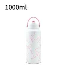 1 bình nước giữ nhiệt 20oz/26oz/32oz có ống hút, bình nước bằng thép không gỉ kiểu nơ, nắp lật có ống hút và tay cầm, chống rò rỉ, bằng kim loại, có thể tái sử dụng, miệng rộng, thích hợp cho du lịch, phòng tập thể dục và trường học (Màu hồng nhạt kiểu nơ) - Nhiều màu - Xem 10