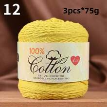 3-Pack Premium 100% Cotton Yarn, Soft & Cozy, Suitable For Handmade Sweaters, Scarves, Hats, Jackets, Vests, Shawls, Cushions, Etc. 3 Skeins X 75g = 225g - 75g Cotton - View 20