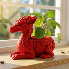 Dragon Planter Pot, Black/Red Dragon-Shaped Succulent Planter, Small Desktop Cactus Flower Pot For Home Office Decor, 4.3 In L X 3.5 In H - Dragon-shaped - View 7