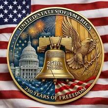 3D Engraved Commemorative Coin, U.S. 250th Anniversary Commemorative Coin, Exquisite Collectible Coin, Coin For History Enthusiasts, Commemorative Gift - Gold - View 9