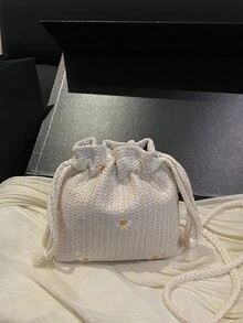 1个女童雏菊抽绳可爱斜挎包，适合春夏日常及度假使用 - 彩色 - 查看 4