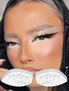 6pcs Silver Glitter Eyeshadow Stickers, Shimmery Eyeshadow Tattoos, Waterproof Eye Makeup Stickers Suitable For Summer Music Festivals, Parties, Christmas, Weddings - Silver - View 8
