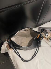 Túi đeo vai hình lưỡi liềm tối giản thời trang, đa năng. - màu đen - Xem 6