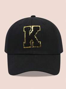1 buah Topi Baseball Anak-Anak dengan Huruf Hitam, Topi Pelindung Matahari untuk Anak Laki-Laki dan Perempuan, Cocok untuk Aktivitas Luar Ruangan dan Penggunaan Sehari-hari - Label hitam dan emas - topi baseball kain hitam - View 9
