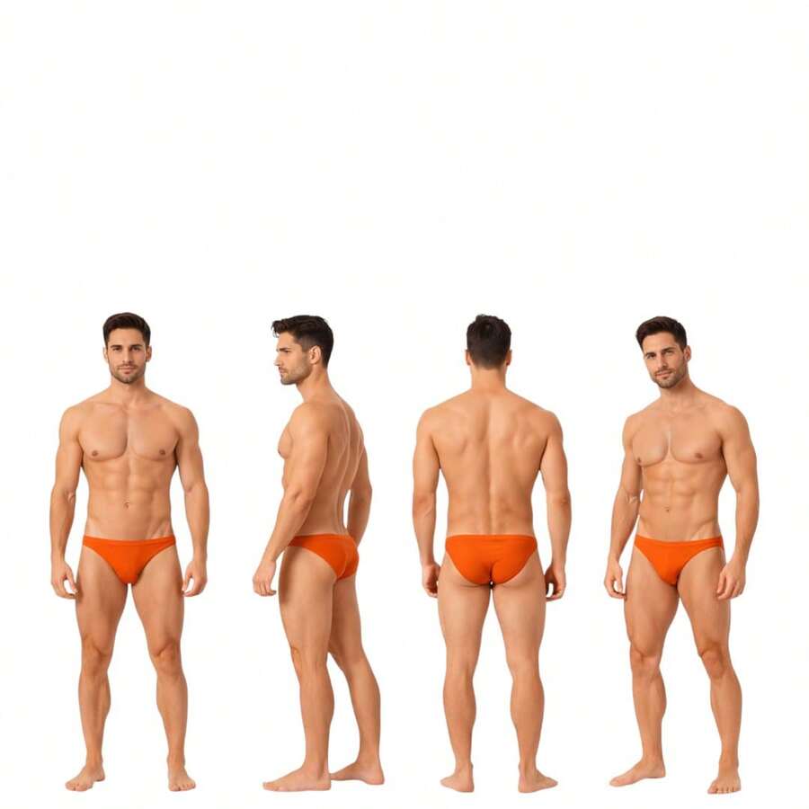 Men's Slim Swim Trunks 3cm Side Slip Bold Modern Diandrher Summer - 橘色 - 查看 1