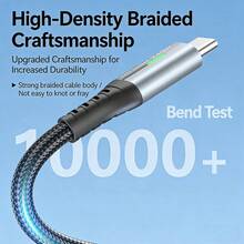 240W 超级快充和高速数据传输 Type-C 转 Type-C 数据线，兼容三星、Air 15/16/17 及其他设备 - 黑色 - 查看 11