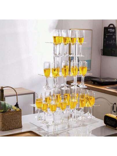 1ชิ้น/ชุด, 3ชิ้น/ชุด ชั้นวางแก้วแชมเปญอะคริลิคหรูหรา, ขาตั้งจอแสดงผลแบบโปร่งใสสไตล์มินิมอล, เหมาะสำหรับงานปาร์ตี้, งานแต่งงาน, คริสต์มาส