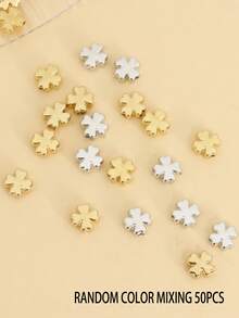 50颗金银四叶草隔珠，CCB幸运四叶草吊坠，用于珠宝制作，DIY手链项链配件 - 彩色 - 查看 10