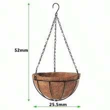 8/10 Inch Round Wire Plant Holder Metal Hanging Basket Coconut Liner Lining Plants Flower Garden Pot For Home Balcony Decoration - A - View 14