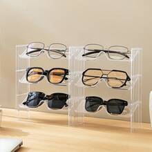 2pcs Stackable Glasses Storage Rack Office Desktop Glasses Display Rack (Transparent) - 2PCS - View 1