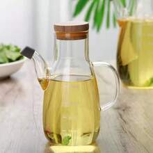 1pc Heavy Duty Glass Oil Bottle - Leak-Proof Kitchen Essential, Marked Scale, Multipurpose Bottle For Cooking Oil, Soy Sauce, Vinegar, Household Seasoning Container - Multicolor - View 8