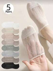 5 pares de calcetines invisibles para mujer, calcetines cortos transparentes, colores aleatorios cómodos - Multicolor - Ver 13