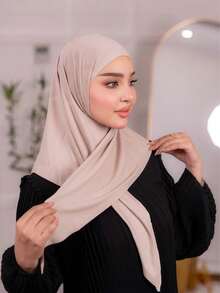 1pc Instant Triangle Hijab, All-In-One Tie-Up Design, Quick Wrap Without Slipping, No Undercap Needed, Suitable For Daily Wear, Prayer, And Outings - Multicolor - View 7