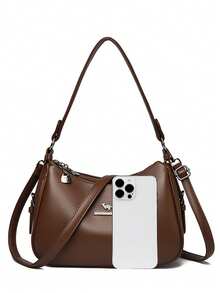 Túi đeo vai bằng da mềm mại, túi xách nữ công sở, thiết kế đơn giản, thời trang thành thị, mẫu mới năm 2026 dành cho các bà mẹ trung niên. - màu nâu - Xem 9